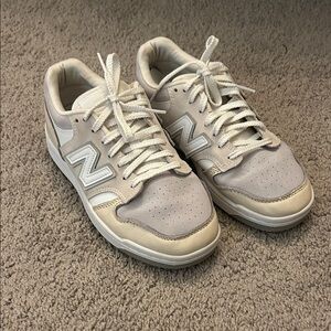 New Balance Cream and Gray Athletic Shoes